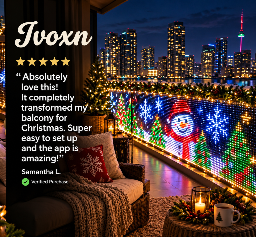 IVOXN™ Smart Pixel Curtain Lights – App-Controlled Holiday LED Display