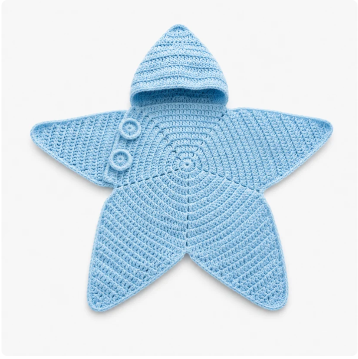 Cozy Starfish Crochet Baby Bunting Suit