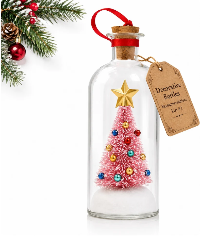 Recordable Christmas Tree Message in a Bottle Ornament with Voice Recording