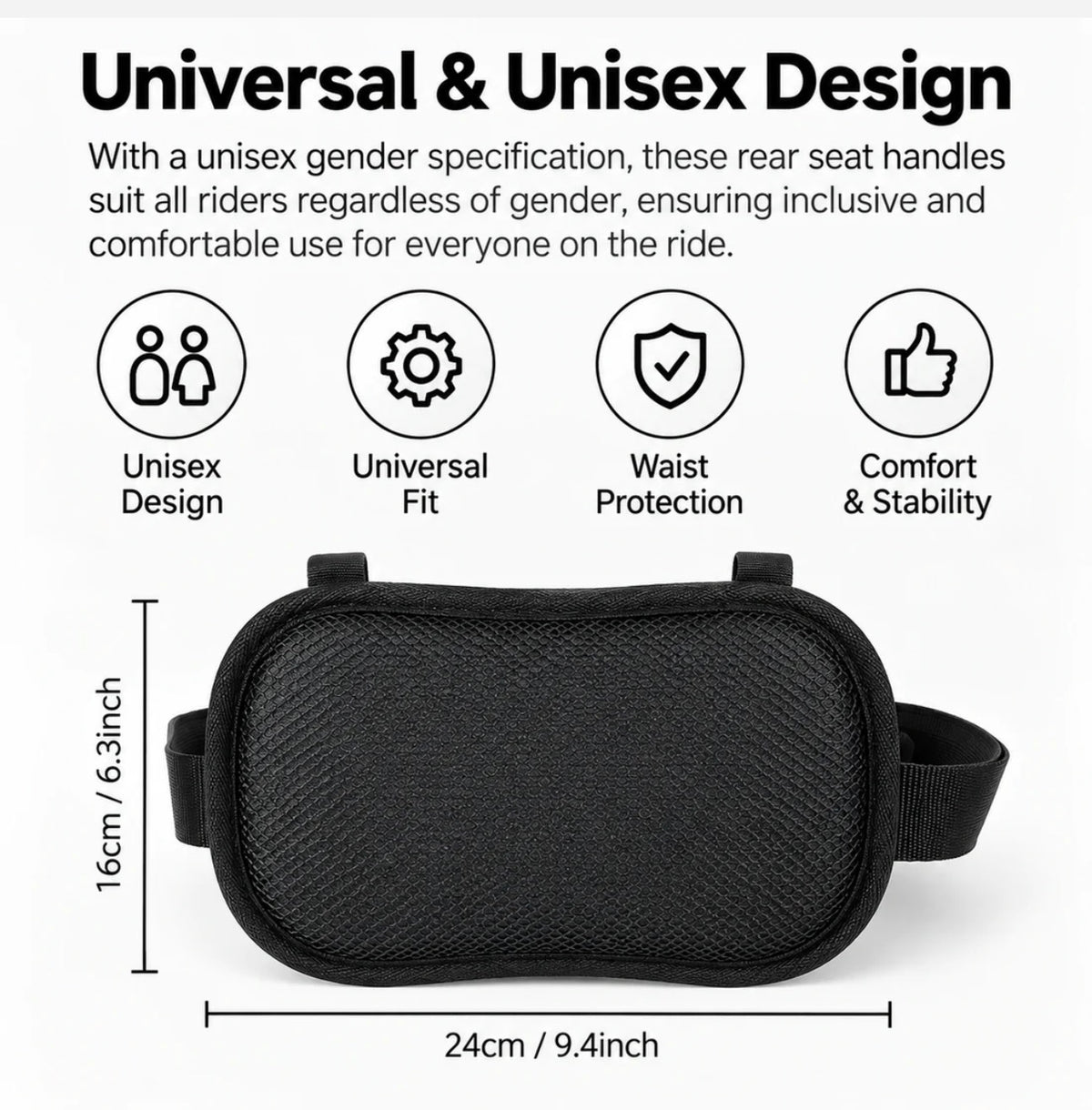 Motorcycle Passenger Safety Belt with Grab Handles