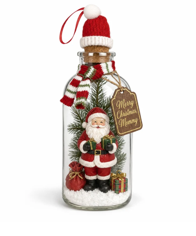 Recordable Christmas Tree Message in a Bottle Ornament with Voice Recording
