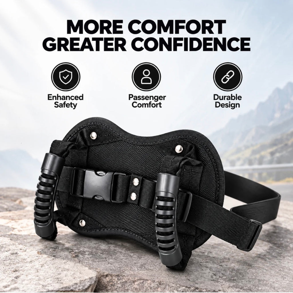 Motorcycle Passenger Safety Belt with Grab Handles