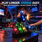 USB Rechargeable Laser Tag Set – 4 Blasters, Glowing Vests & Charging Dock Station