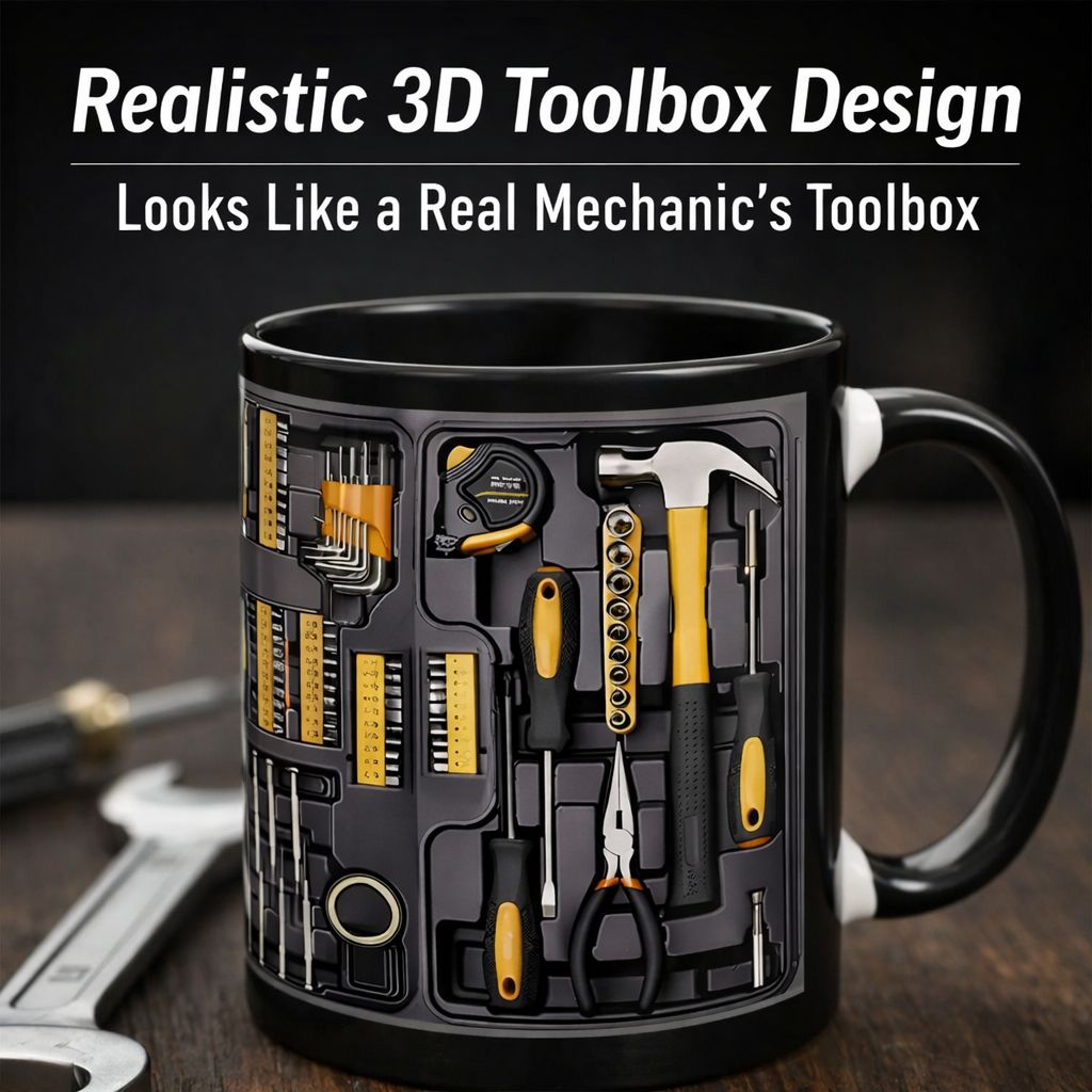 Mechanic toolbox set pattern funny coffee mug